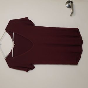 Urban Outfitters Truly Madly Deeply Soft Ribbed Maroon V-Neck Shirt